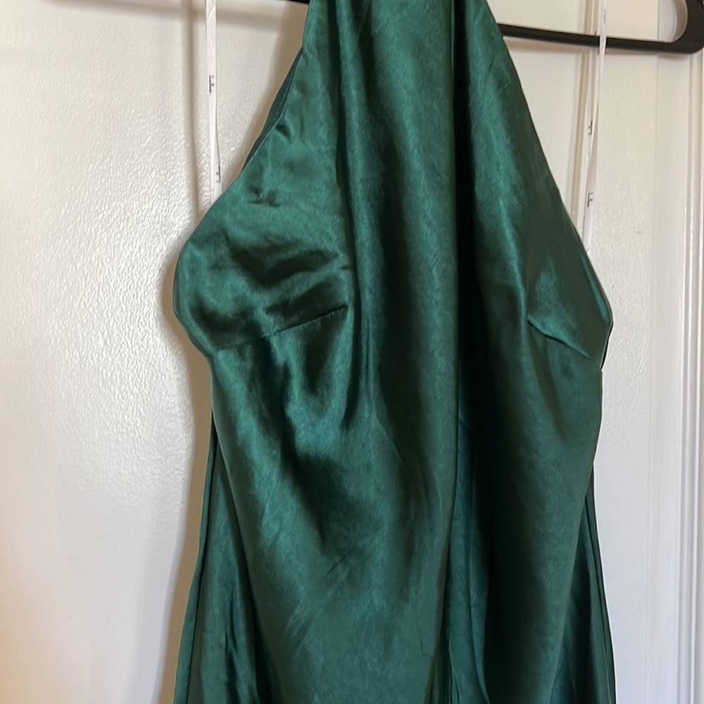 Lulus- Love in Your Life Emerald Green Satin Halter Maxi Dress - Picture 3 of 9